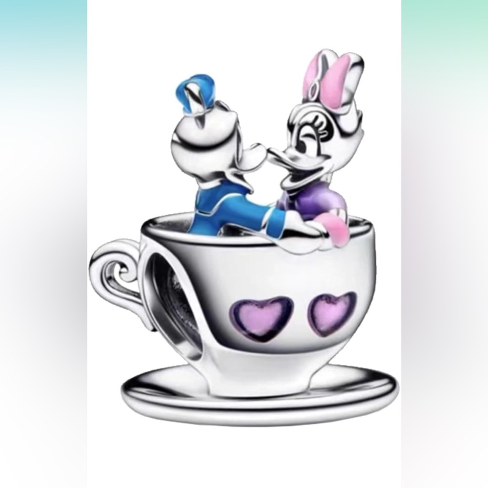 925 Donald Duck and Daisy Teacup Charm Mad Tea Party